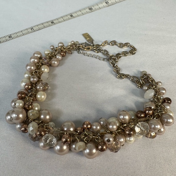 Cluster style pearl bead and sparkly bead necklace - Picture 5 of 5